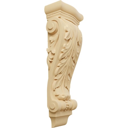 Ekena Millwork 7"W x 4"D x 20"H Large Farmingdale Acanthus Pilaster Corbel, Alder COR07X03X20FRAL